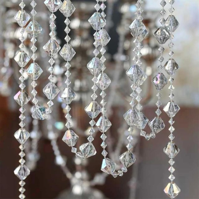 DKSHETOY Perlenschnur aus Kunststoff in Transparent mit runden und diamantförmigen Perlen zur Weihnachtsdekoration, für Halloween und Geburtstage - Bild 1