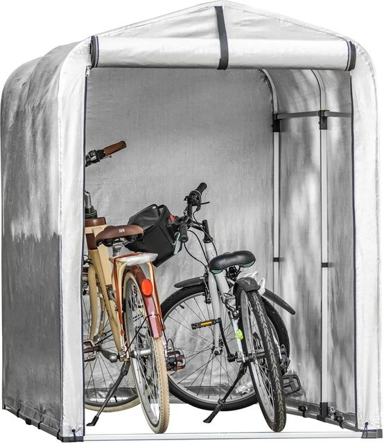 SoBuy Fahrradgarage KLS11 als wetterfester Geräteschuppen in Silber, B/T/H: 120 x 120 x 176 cm - Bild 1