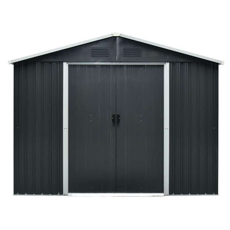 Pergart Gerätehaus Dresden II aus Metall in Grau mit Schiebetüren und Giebeldach, B/T/H: 301 x 238 x 214 cm - Bild 2