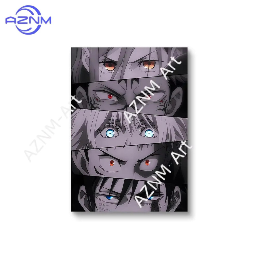 KAYOU Anime Jujutsu Kaisen Leinwandgemälde Collage mit Itadori Yuji, Fushiguro Megumi und Sukuna als modernes Wandposter in Mehrfarbig - Bild 3