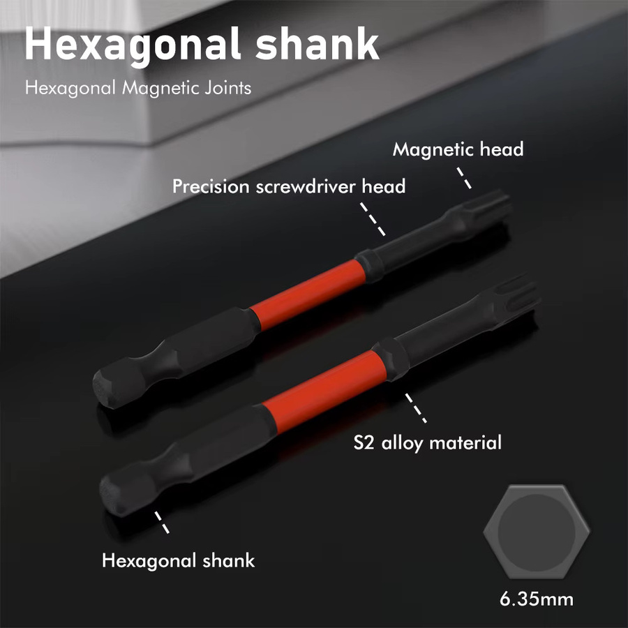 SHENSEN 13-teiliges Magnetisches Sechskant-Schraubendreher-Bit-Set in Schwarz mit verlängerten Schlagbits T7-T40 für Reparaturen - Bild 4
