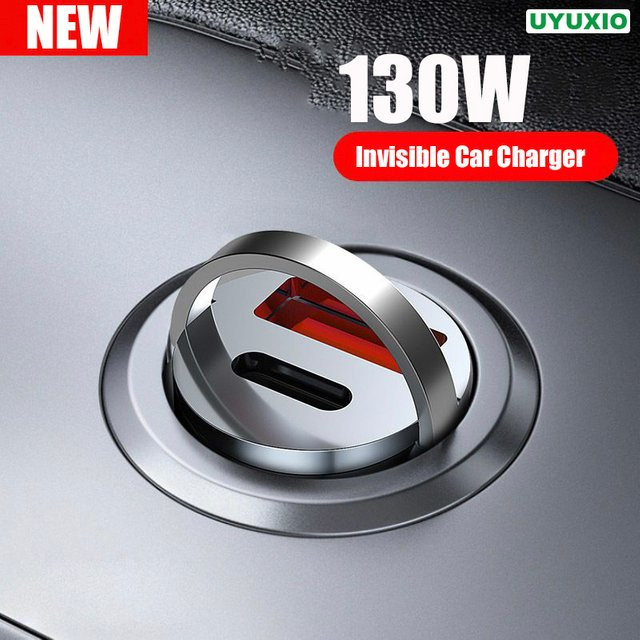 UYUXIO 130 W USB-C Mini-Autoladegerät mit PD 4.0 und 2 Ports für iPhone, iPad, Samsung und Huawei - Bild 1