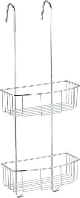 MSV Duschregal Lexie aus Aluminium in Silber mit 2 Körben und 2 Haken, H x B x T: 60 x 23 x 19 cm - Bild 1