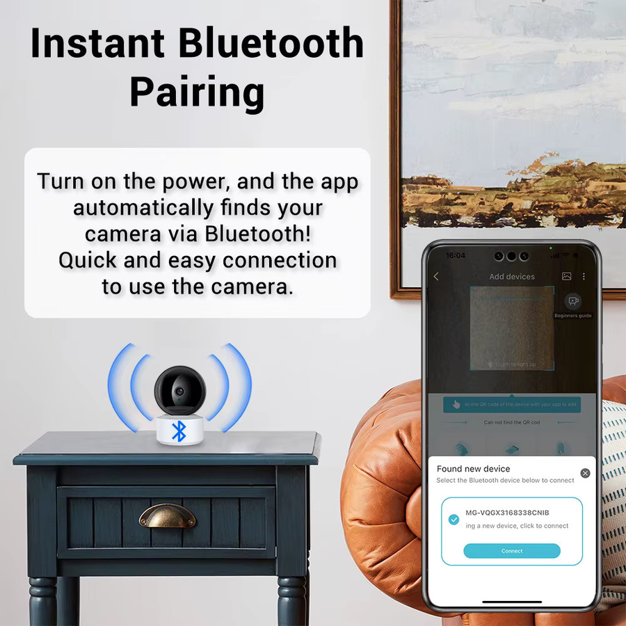 PEGATAH WLAN-Innen-Sicherheitskamera in Weiß mit 5MP Auflösung, 4,0-fach Zoom, Nachtsicht und App-Steuerung für Babymonitor oder Haustierüberwachung - Bild 2