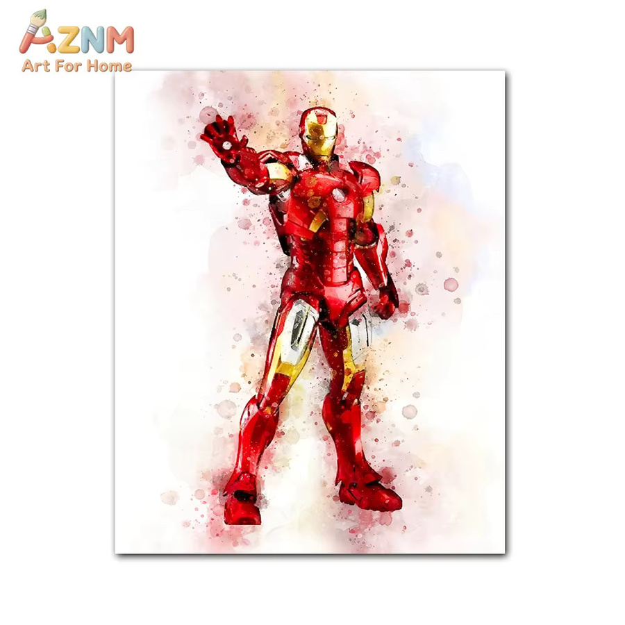 KAYOU Marvel Filmplakate Graffiti Aquarell Wandkunst Leinwand Gemälde in Schwarz mit Spider-Man, Iron Man, Captain America, Hulk und Black Panther - Bild 2