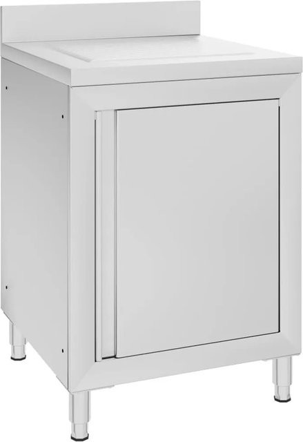 DELUKE Gastro-Spülschrank MEDO aus Edelstahl mit 1 Abtropffläche und Aufkantung, Farbe: Silber, B/T/H: 60 x 60 x 96 cm - Bild 1