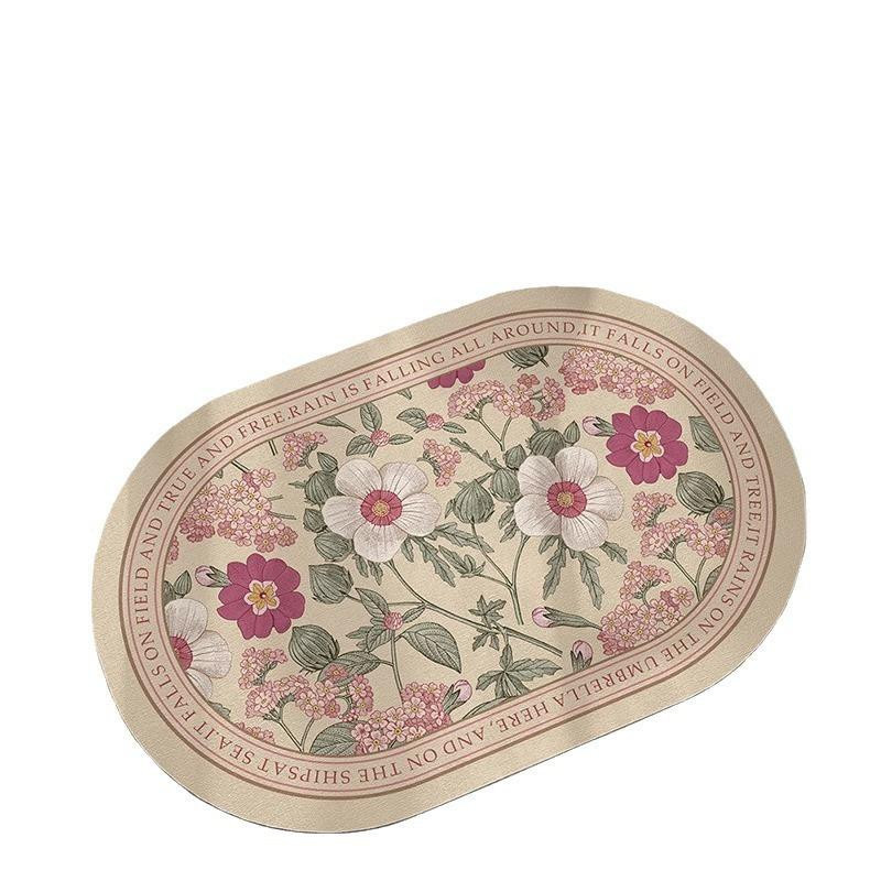 Saugfähige Badezimmermatte aus Diatomeen-Schlamm von Yiran Furniture, schnell trocknend und rutschfest, floral, Mehrfarbig, B: 80 cm, L: 120 cm - Bild 1