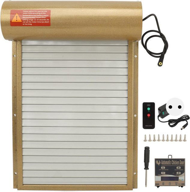 Aimo 3-in-1 Automatische Hühnerstalltür mit Lichtsensor, Zeitsteuerung und Fernbedienung in Gold - Bild 1