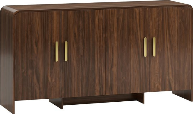 HOMCOM modernes Sideboard in Walnussbraun mit 4 Staufächern und Soft-Close-Türen, Breite: 152 cm - Bild 1