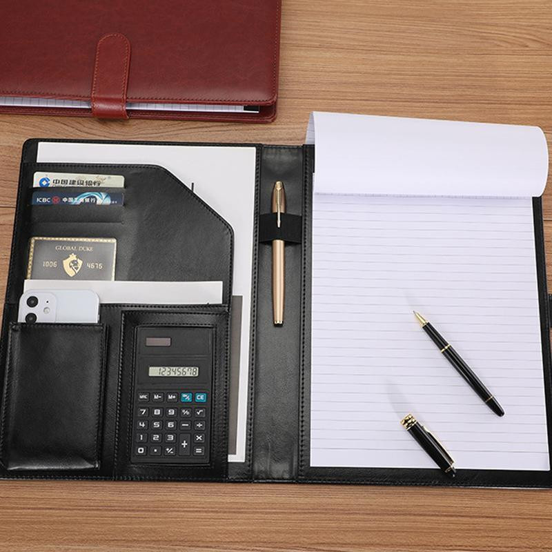 Yiran Furniture Business Padfolio A4 Dateiordner aus PU-Leder in Schwarz mit Klemmbrett und Organizer für Meetings und Büro - Bild 1