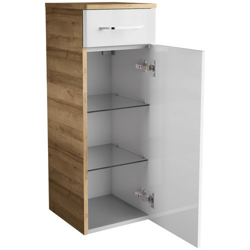 Fackelmann Bad-Hochschrank Milano in Asteiche und Weiß mit einer Tür, B/T/H: 30,2 x 32,0 x 82,6 cm - Bild 3