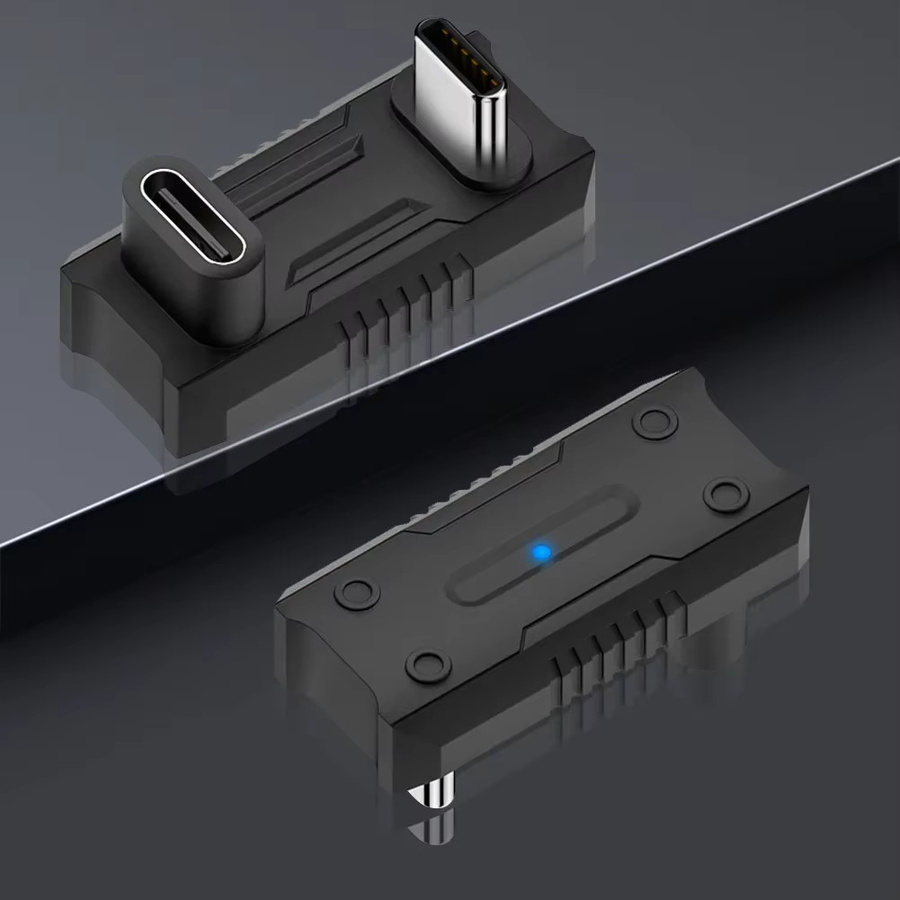 USB-C auf USB-C Adapter mit 180 Grad Winkel, männlich zu weiblich, schwarz, kompatibel mit Asus ROG Ally, unterstützt PD 140W und 8K @ 60Hz - Bild 2