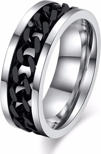 Vnox Spinner Kettenring, Edelstahl, Schwarz, Herren, 8 mm - Bild 1