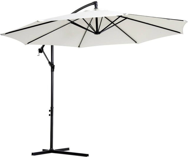 Outsunny Ampelschirm mit Handkurbel in Weiß, Höhe: 250 cm, Breite: 300 cm, aus Stahl und Polyester - Bild 1