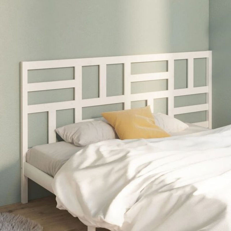 vidaxl Bett-Kopfteil aus Massivholz Kiefer in Weiß, rustikaler Stil, B: 186 cm, H: 104 cm, T: 4 cm - Bild 1