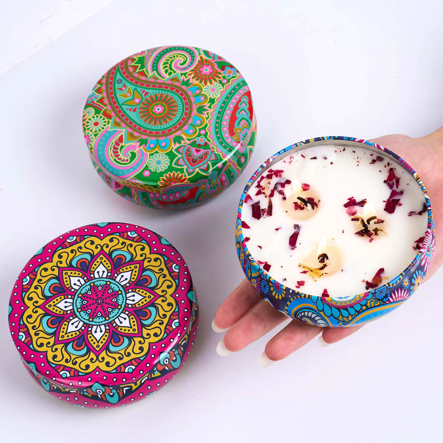 UDOCOOL Duftkerze aus Sojawachs mit drei Dochten im Vintage-Blumen-Design, Bluebell und Lavendel, Mehrfarbig - Bild 2