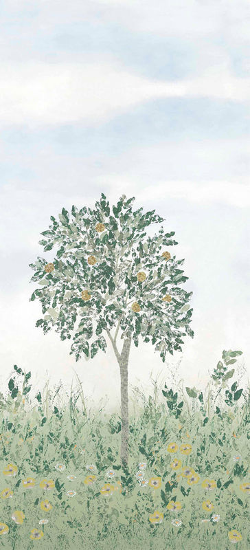 Isidore Leroy Mural Fresco Wandtapete Vert Panel B mit floralem Botanical Design in Multicolour im Vintage-Stil - Bild 3
