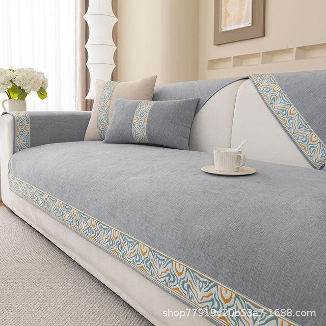 Super Six Universal Chenille Sofa Kissen mit Jacquard-Muster und Anti-Slip-Funktion, Grau, B/T/H: 70 x 70 x 0 cm - Bild 1
