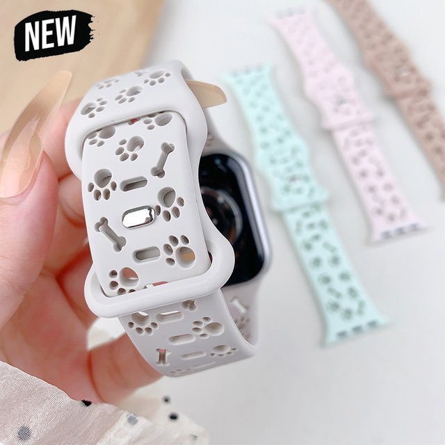 CAOWTAN Uhrenarmband Silikon, Hundepfoten, Weiß, Unisex - Bild 1