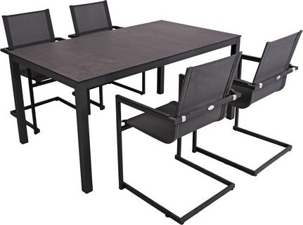 GARDEN PLEASURE Tischgruppe SOPHIA, 5-teilig, Schwarz, Aluminium und Kunststoff, B/T/H: 190 x 158 x 74 cm - Bild 1