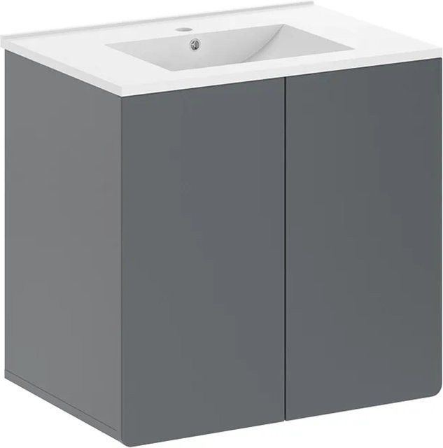 Vicco Badmöbel-Set Izan modern in Grau mit Waschtischunterschrank und Keramikwaschbecken B/T/H: 61,8 x 44,8 x 57,8 cm - Bild 2