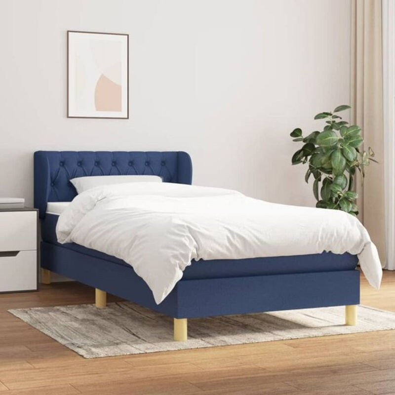 Vidaxl Boxspringbett mit Matratze aus Stoff in Blau B/T/H: 90 x 200 cm - Bild 1