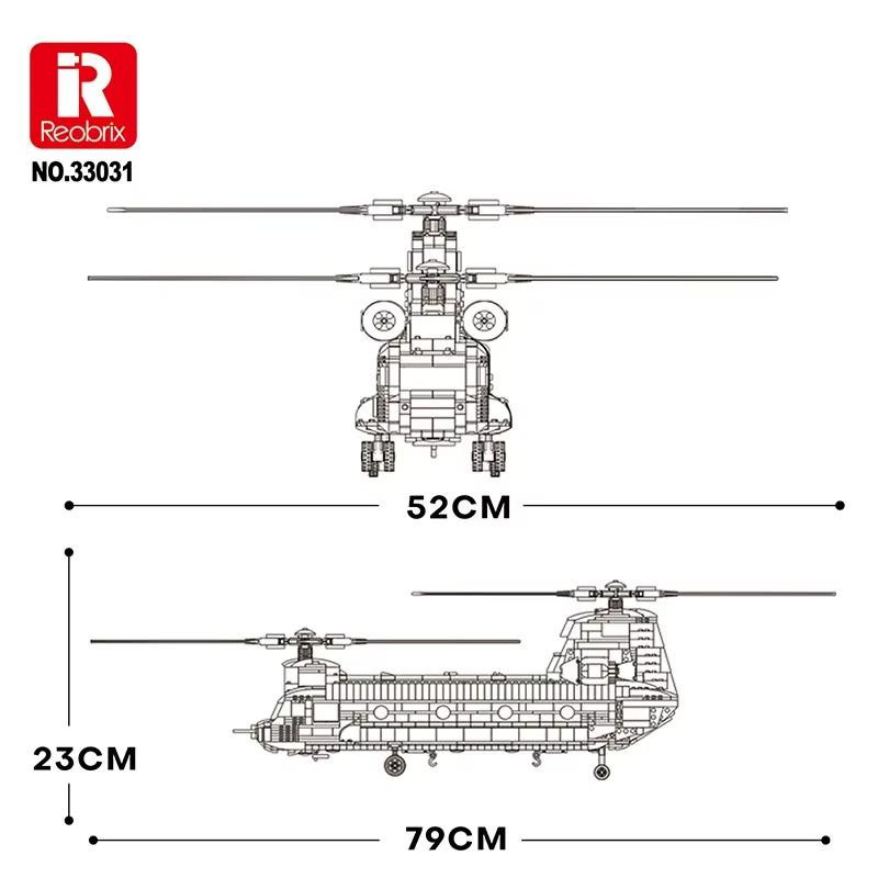 Reobrix 33031 Armeestil Transport Hubschrauber Bausteinset - Bild 2
