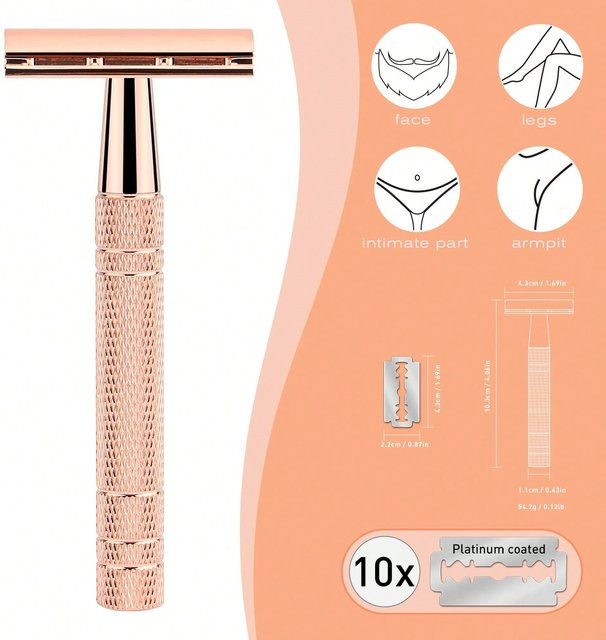 SZwatch Double-Edge Rasierer Roségold, Unisex, mit 10 Klingen - Bild 1