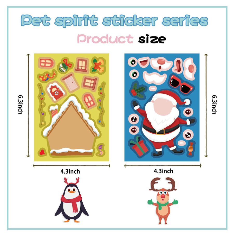 Yiran toy Weihnachtsmann Haustier Aufkleber 8-teiliges Set multicolor - Bild 3