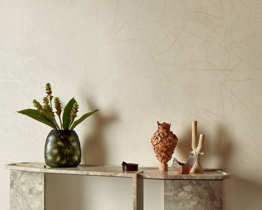 Élitis Tapete Kintsugi VP 1004 02 in Gold, Silber und Beige mit abstraktem Design aus Vlies und Vinyl - Bild 3