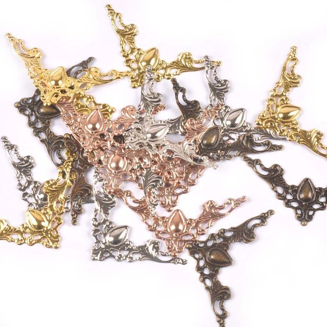 20 Stück Metall Bücher Ecken Protektoren in Silber, Gold und Bronze für Scrapbooking und DIY Handwerk, B/T: 40 x 40 mm - Bild 1
