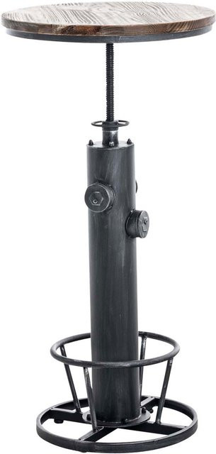TPFLiving Stehtisch Ruhne im Industrial Design aus Holz und Metall, rund, Farbe: Silber und Braun, höhenverstellbar, Durchmesser: 60 cm, Höhe: 123 cm - Bild 1