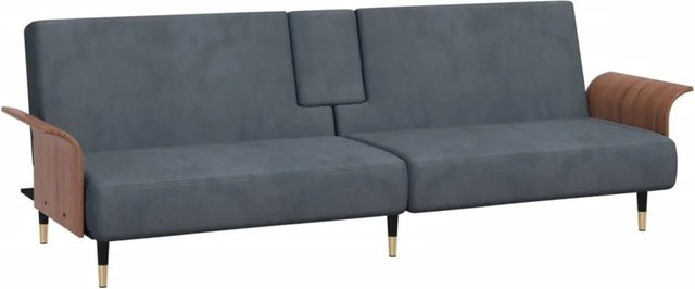 vidaXL Schlafsofa mit Schlaffunktion und Armlehnen aus Samt in Dunkelgrau mit Massivholzrahmen - Bild 1