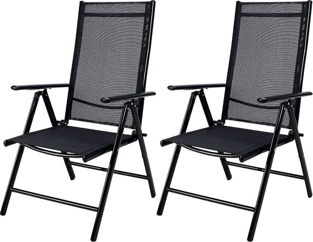 Casaria 2er-Set Gartenstuhl Hochlehner klappbar Anthrazit aus Aluminium mit Textilen-Kunststoffgewebe B/T/H: 55 x 110 x 55 cm - Bild 1