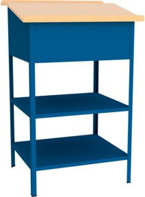 Pavoy Stehpult offen mit klappbarer Schreibfläche aus Holz, Farbe: Blau, B/T/H: 120 x 70 x 60 cm - Bild 1