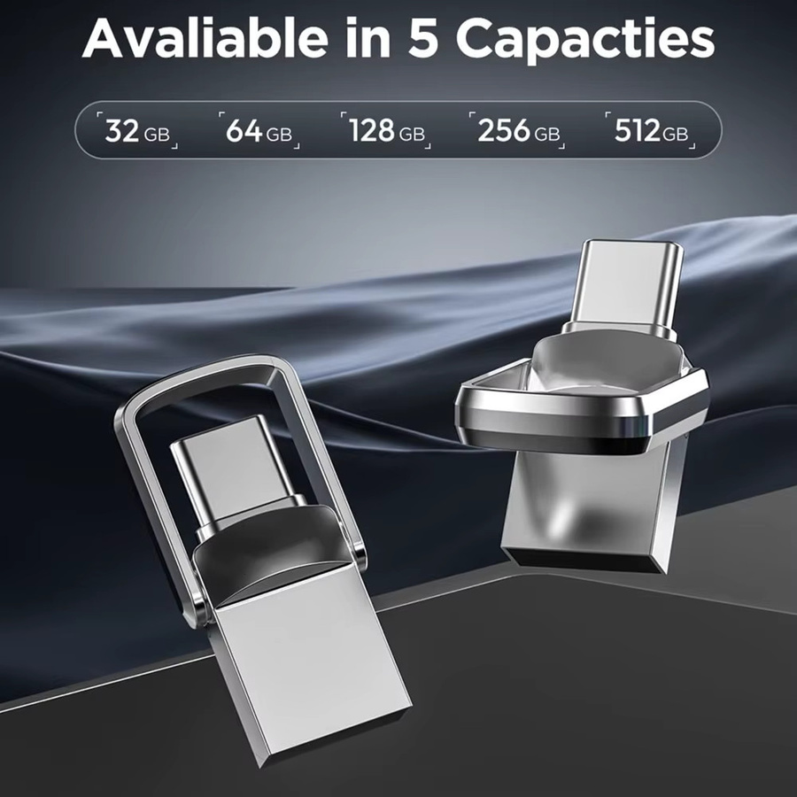 BiNFUL 3-in-1 USB-C OTG USB-Stick für iPhone und Mobilgeräte, Silber - Bild 2