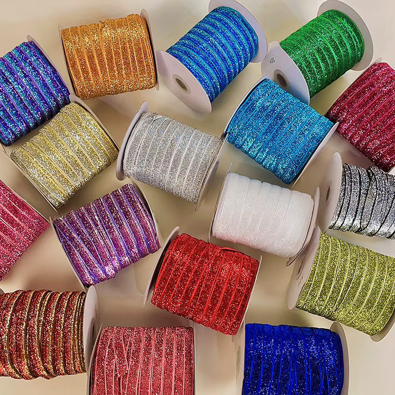 Samtband für Weihnachten und DIY in Gold, Silber und Bunt, Breite: 1 cm - Bild 2