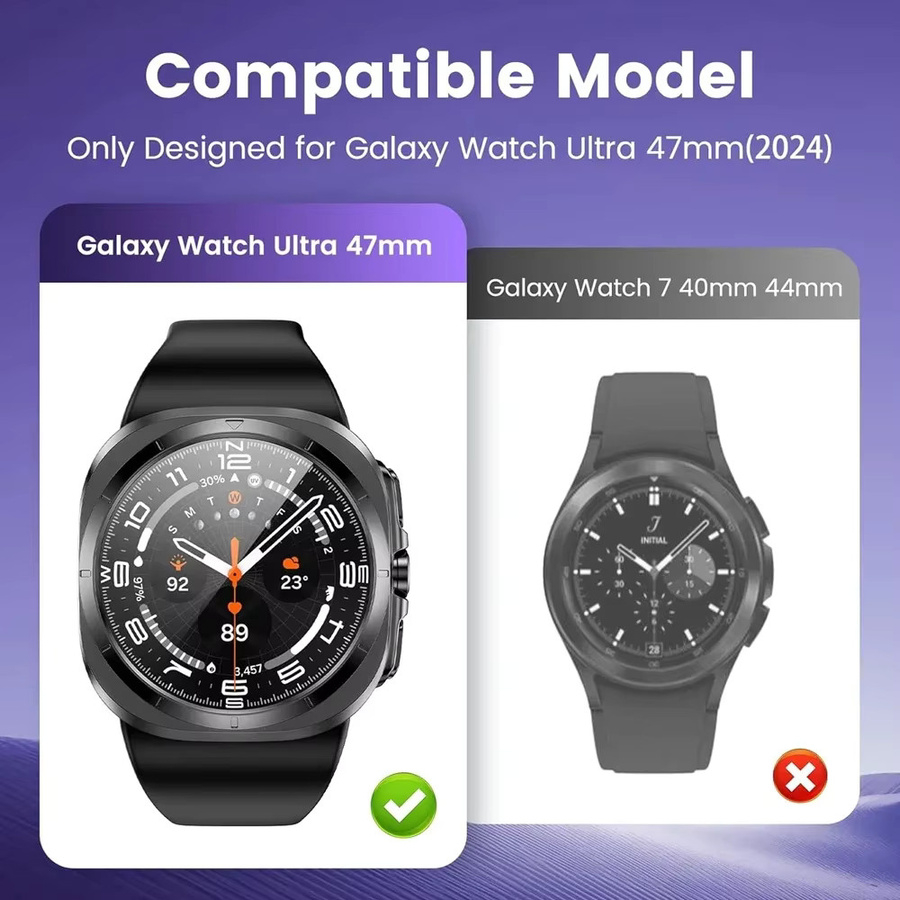 Mptionx Schutzset für Samsung Galaxy Watch 7 Ultra 47mm, Silikon, Silber - Bild 2