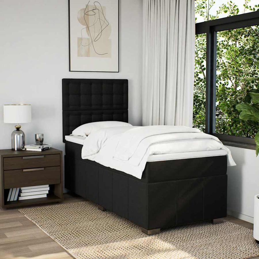 vidaXL Boxspringbett mit Matratze und USB-Ladeport in Schwarz, B/T/H: 80 x 200 x 140,5 cm - Bild 6