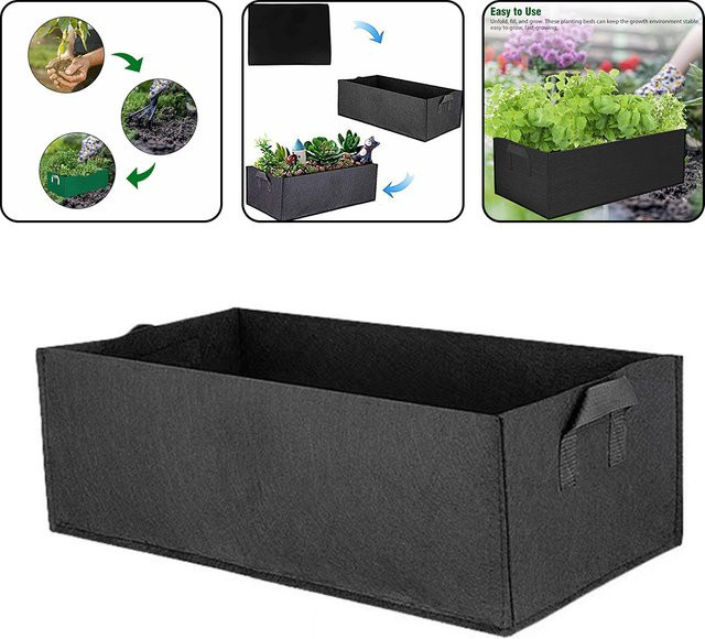 VIBRATITE Garten-Pflanzbeutel aus Filz in Schwarz als rechteckiger Pflanztopf für Gemüse, Tomaten und Kartoffeln - Bild 1