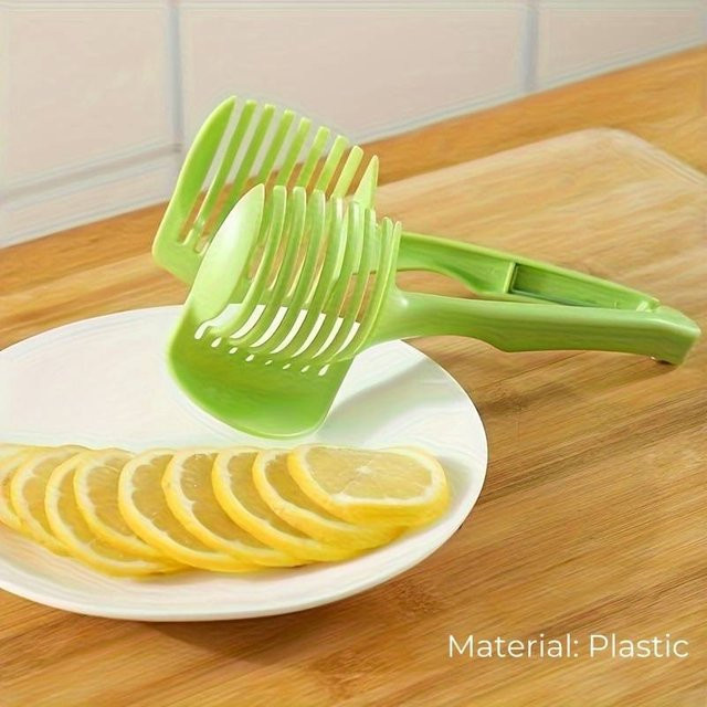 Elberta Handheld Tomatenschneider und Zitronen-Cutter aus Edelstahl in Grün - Bild 1