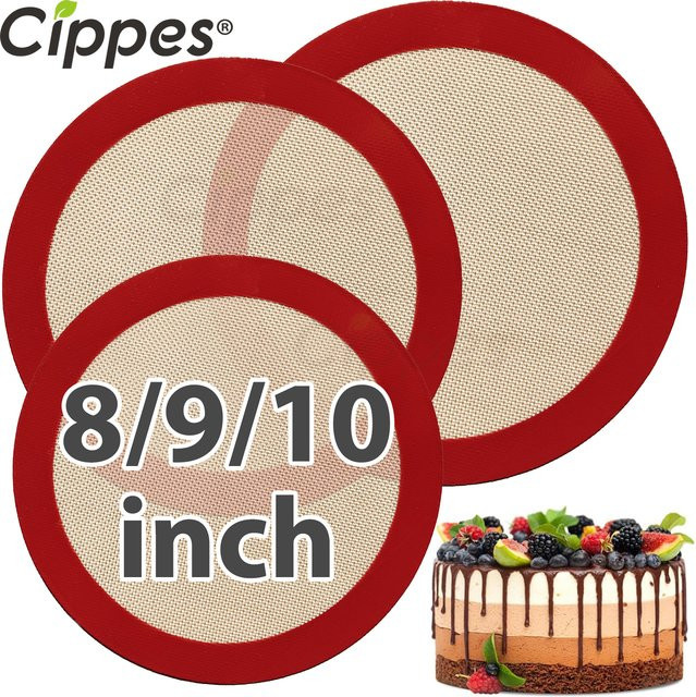 Cippes Runde Silikon-Backmatte, Antihaftbeschichtete Wiederverwendbare Backmatte für Heißluftfritteuse und Ofen - Bild 1