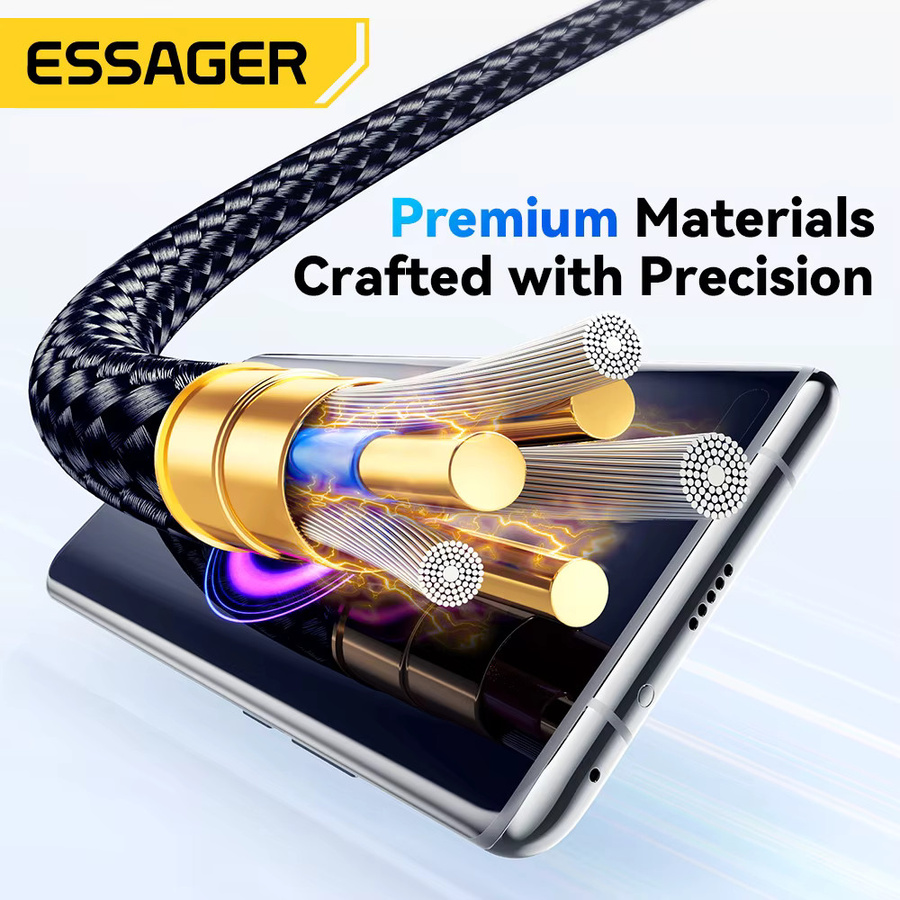 Essager USB-C Datenkabel mit Digitalanzeige 120W PD Super Flash Ladeleistung 6A in Schwarz oder Grau für Xiaomi, Redmi, POCO und iPhone 15 - Bild 4