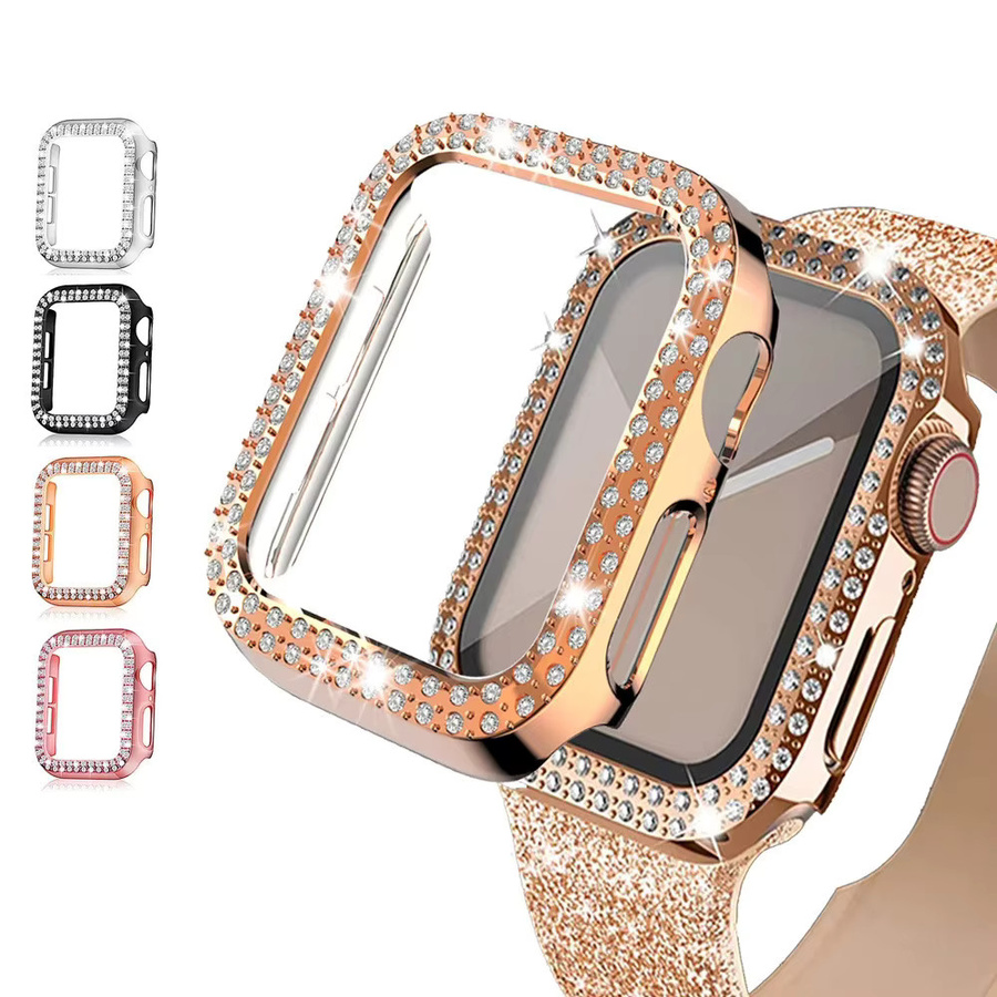 TINUORA Uhrenzubehör Hülle für Apple Watch, Silber, Kristall, Damen - Bild 2