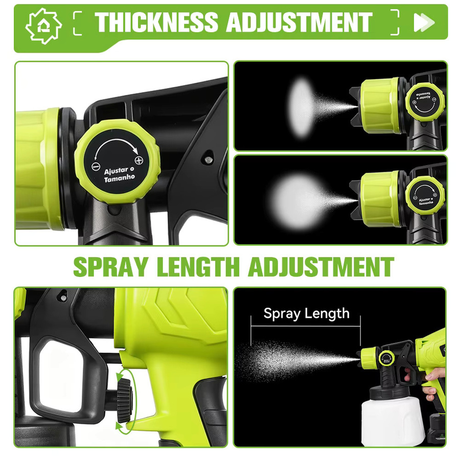 ONEGREEN Kabellose elektrische Spritzpistole 850W in Grün mit 1400 ml Behälter für Makita 18V Akku - Bild 4