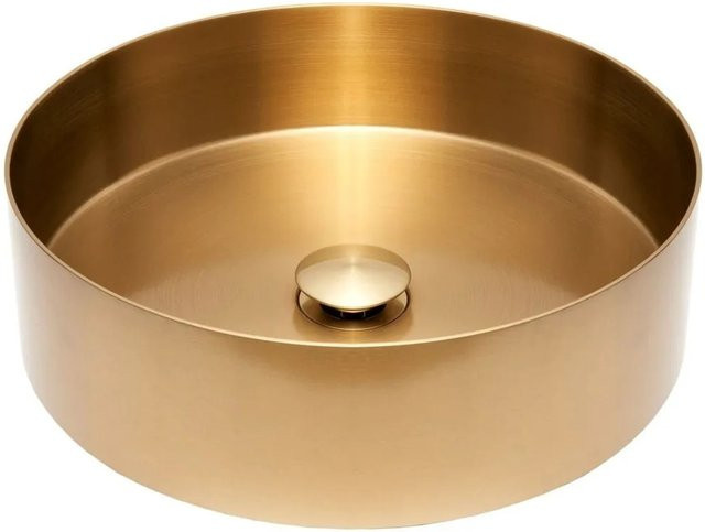 Swiss Aqua Technologies Aufsatzwaschbecken aus Edelstahl in Gold Gebürstet, Durchmesser: 38 cm - Bild 1