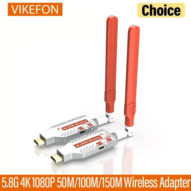 VIKEFON Kabelloser HDMI Sender und Empfänger Set in Silber für 4K UHD Video-Übertragung bis 150m mit Plug & Play für PC, Laptop, TV-Box, Monitor und Projektor - Bild 1