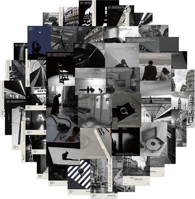 52 Stück Retro-Aufkleber im britischen Stil in Schwarz und Weiß von Golden Memory Stickers Store für Laptop, Gepäck und Skateboard - Bild 1