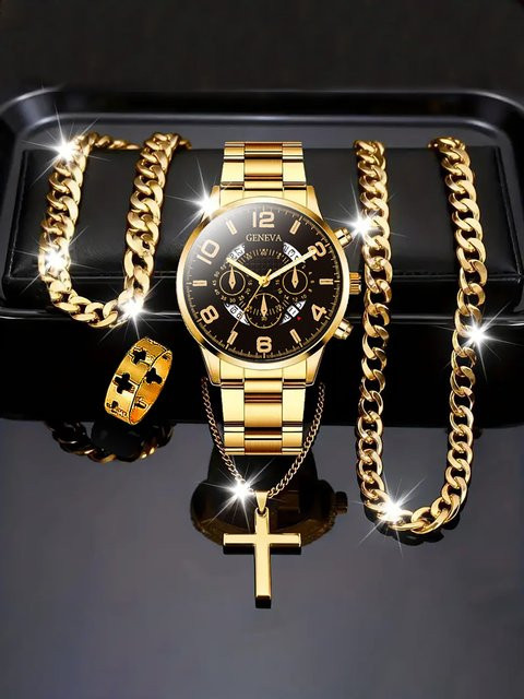 CMK Digitaluhr Quarz, Messing, Gold, Herren - Bild 1