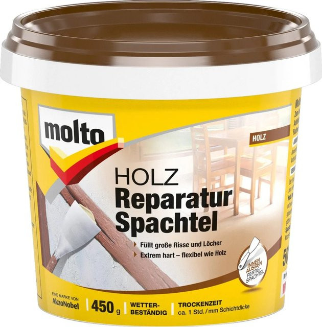 Molto Holz Reparatur Spachtel Dispersion in Weiß mit 450 g - Bild 1